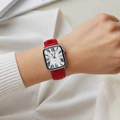 Apple Watch Mod Leather Strap – Red Santo Style - 