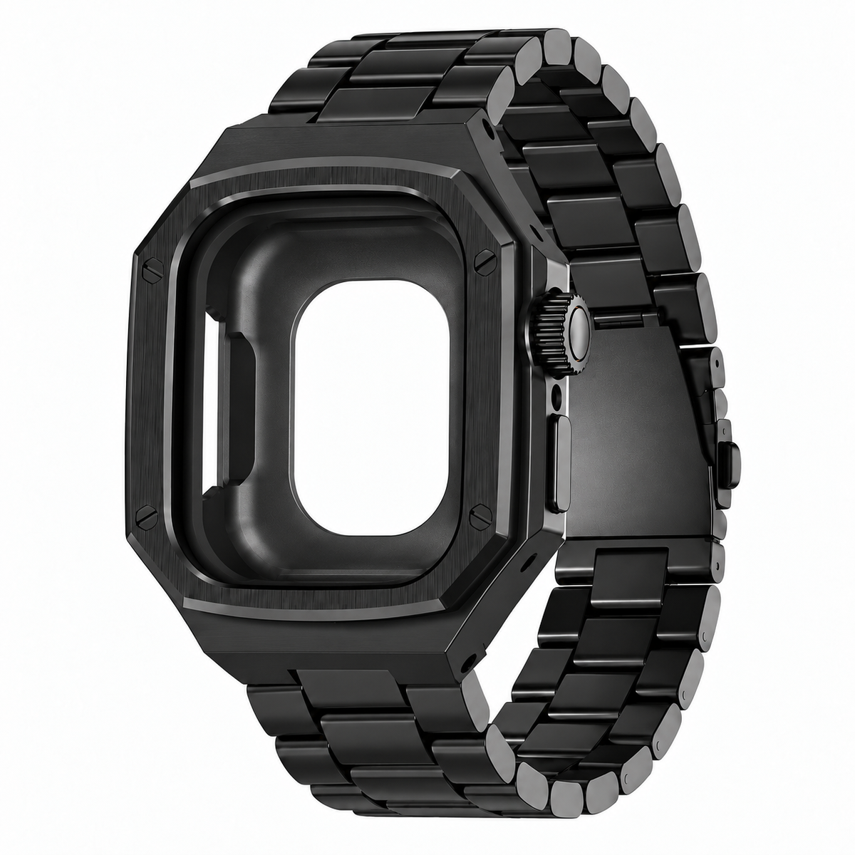 Black Apple Watch Ultra Aluminum Case & Steel Band Set | Royal Oak Mod Kit - 