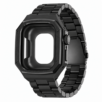 Black Apple Watch Ultra Aluminum Case & Steel Band Set | Royal Oak Mod Kit - 