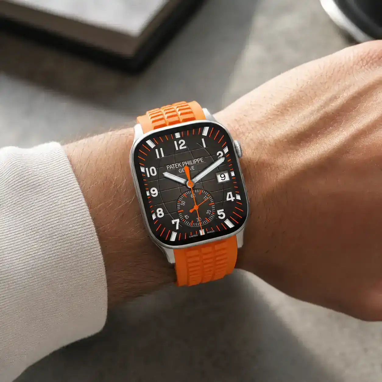 Apple Watch Mod Rubber Strap – Orange Aquanaut Style - 