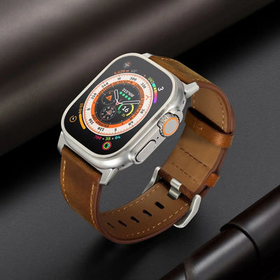 Red Brown Genuine Leather Apple Watch Band | Dress Style