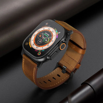 Red Brown Genuine Leather Apple Watch Band | Dress Style