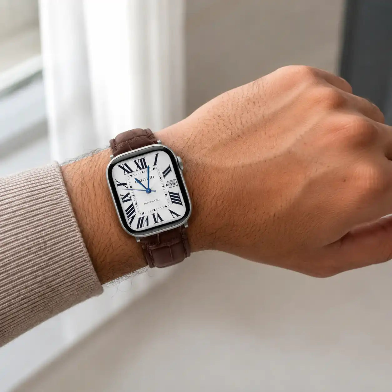 Apple Watch Mod Leather Strap – Brown Santo Style - 