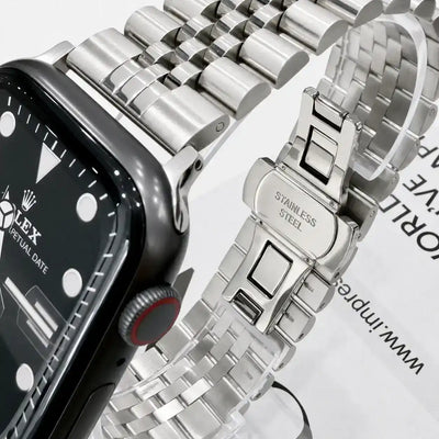Apple Watch Mod Jubilee Steel Strap – Silver Datejust Style - 