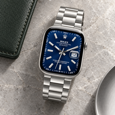 Silver Stainless Steel Apple Watch Band | Oyster Style - 