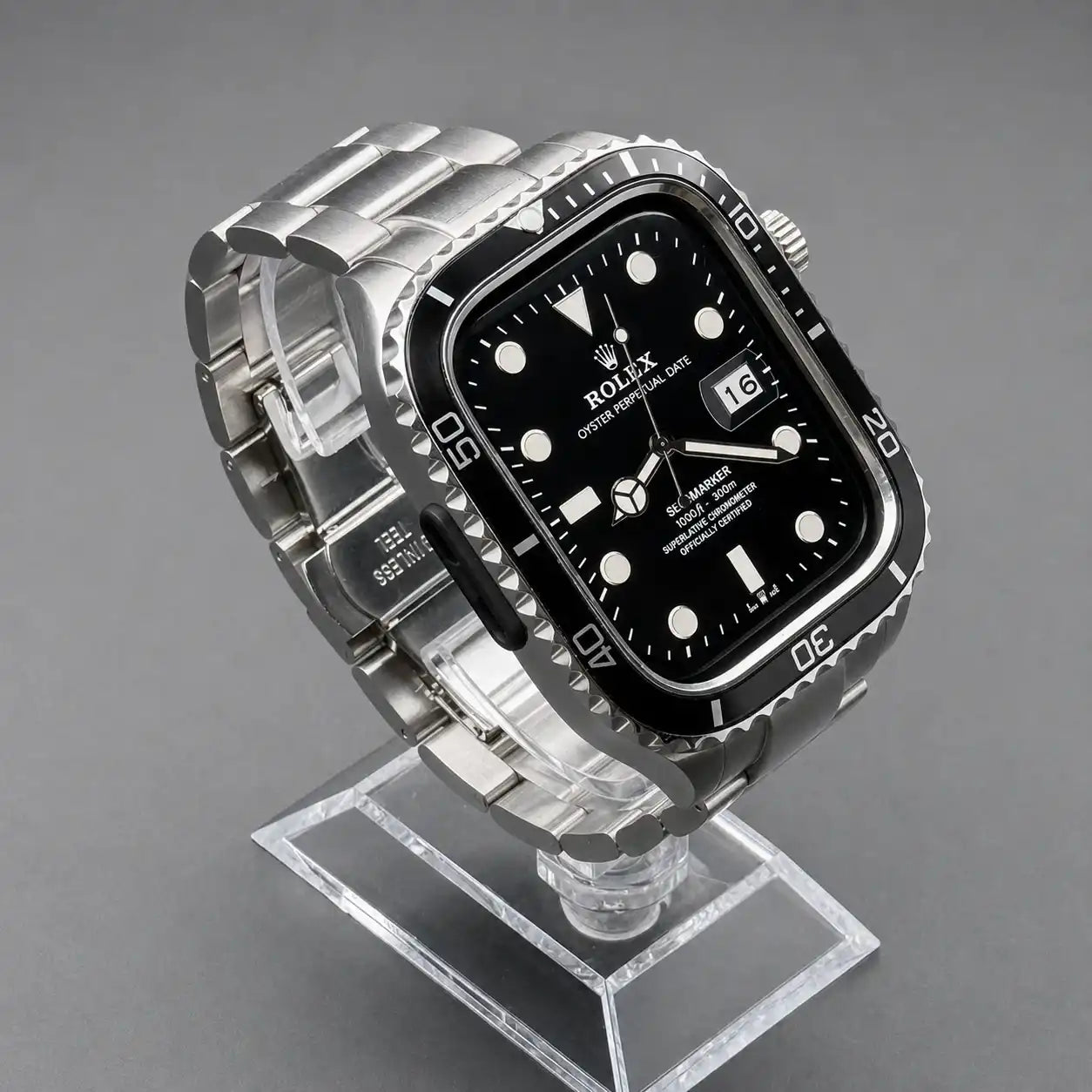 Apple Watch Mod Steel Case & Strap – Silver Sub Style - 