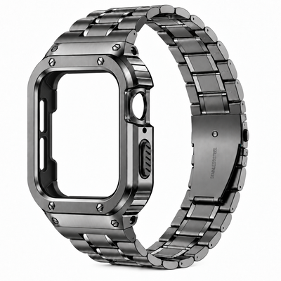 Gunmetal Apple Watch Stainless Steel Case & Band Set | Casio Mod Kit - 