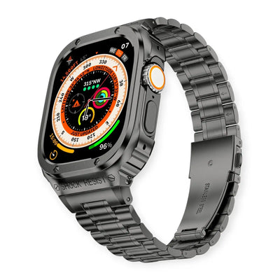 Gunmetal Apple Watch Stainless Steel Case & Band Set | Sport Style
