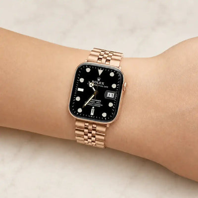 Apple Watch Mod Jubilee Steel Strap – Rose Gold Datejust Style - 