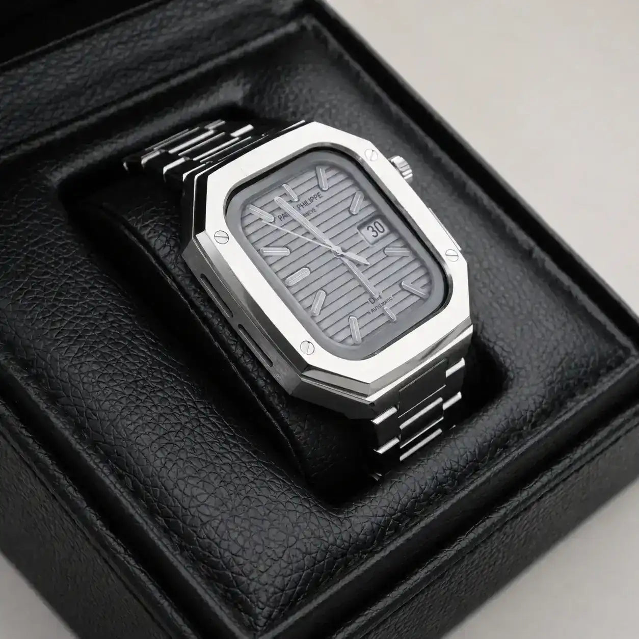 Apple Watch Mod Steel Case & Strap – Silver Nautilus Style - 