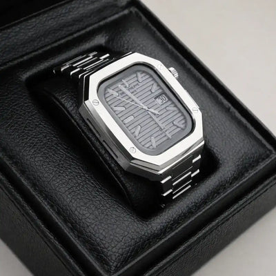 Apple Watch Mod Steel Case & Strap – Silver Nautilus Style - 