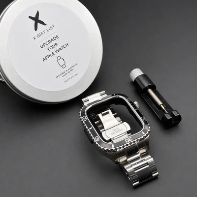 Apple Watch Mod Steel Case & Strap – Silver Sub Style - 