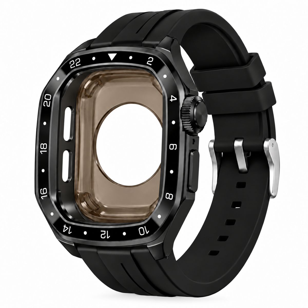 Black Apple Watch Case & Rubber Band Set | GMT Mod Kit - 