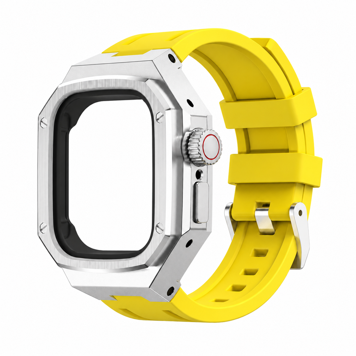 Silver Steel Apple Watch Ultra Case & Rubber Band Set | Royal Oak Mod Kit - 