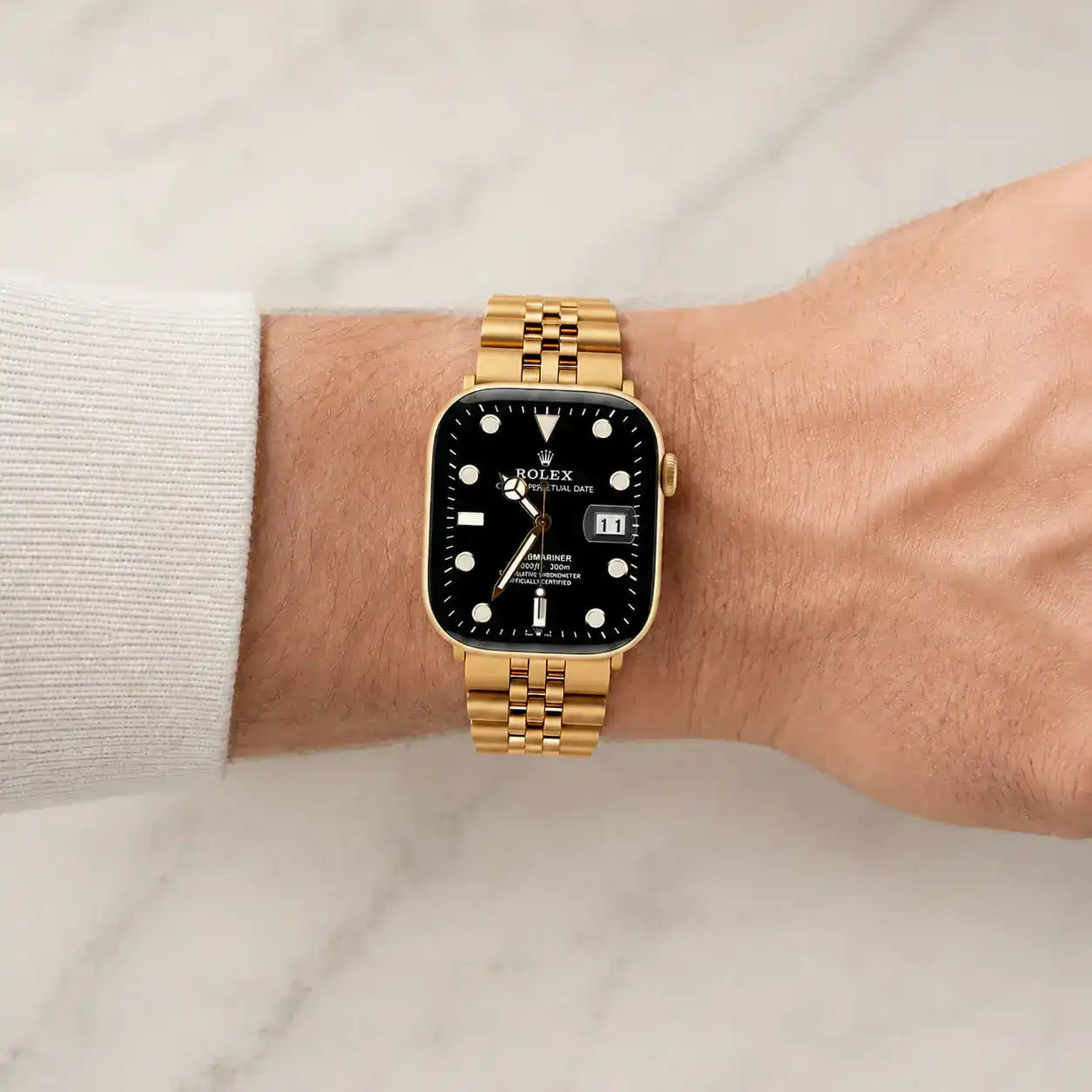Apple Watch Mod Jubilee Steel Strap – Gold Datejust Style - 