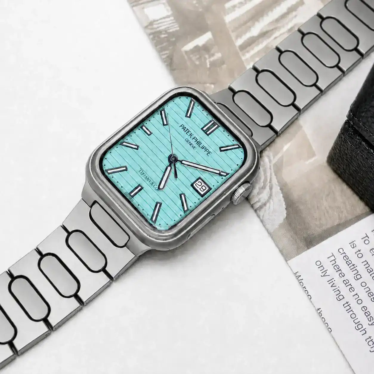 Apple Watch Mod Titanium Strap – Grey Nautilus Style - 