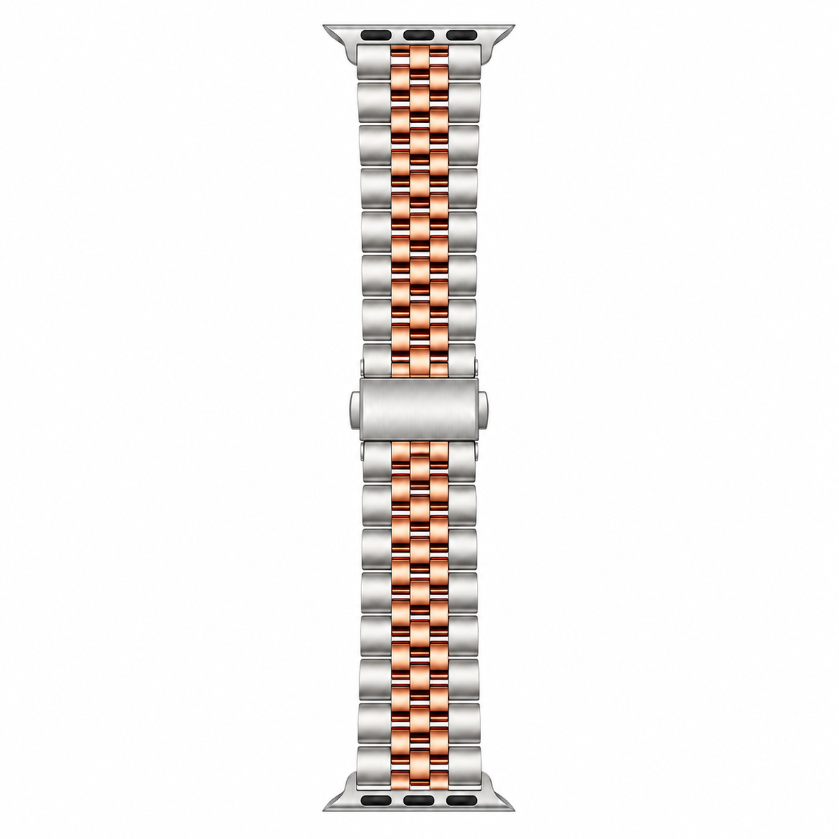 Silver & Rose Gold Two-Tone Jubilee Stainless Steel Apple Watch Band | Datejust Style