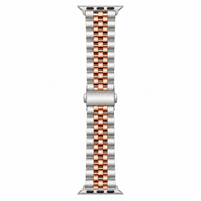 Silver & Rose Gold Two-Tone Jubilee Stainless Steel Apple Watch Band | Datejust Style