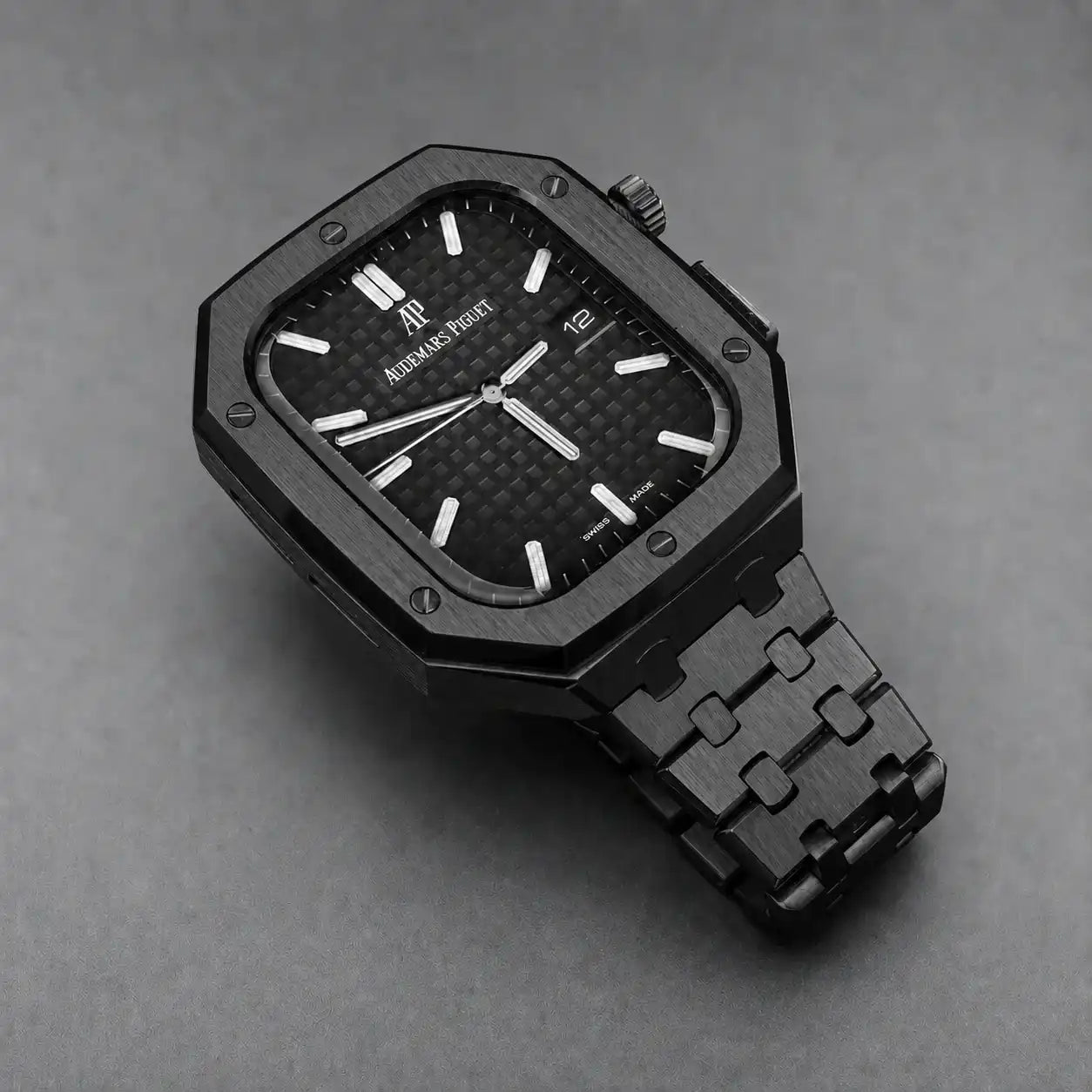 Apple Watch Mod Steel Case & Strap – Black Oak Style - 