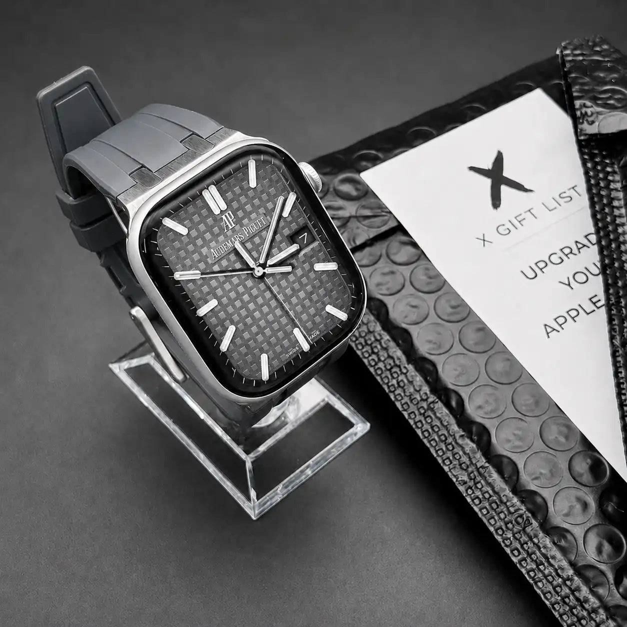 Apple Watch Mod Rubber Strap – Grey Oak Style - 