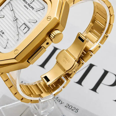 Apple Watch Mod Steel Case & Strap – Gold Nautilus Style - 