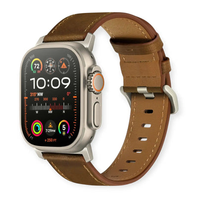 Black Brown Genuine Leather Apple Watch Band | Dress Style