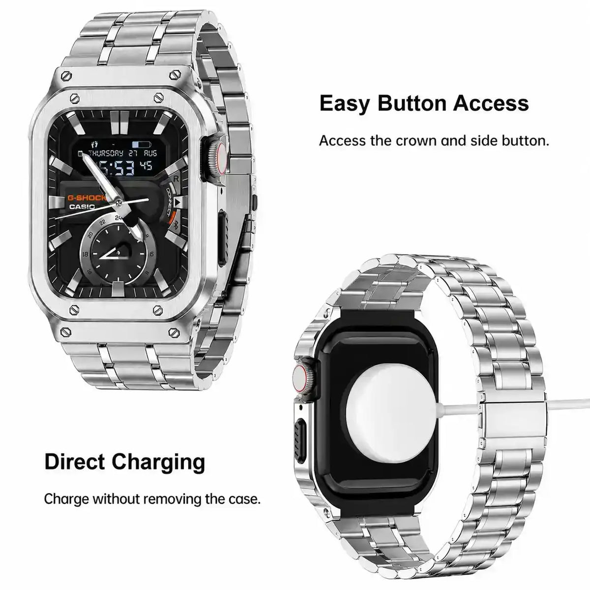 Apple Watch Stainless Steel Case & Band Set | Casio Mod Kit - 