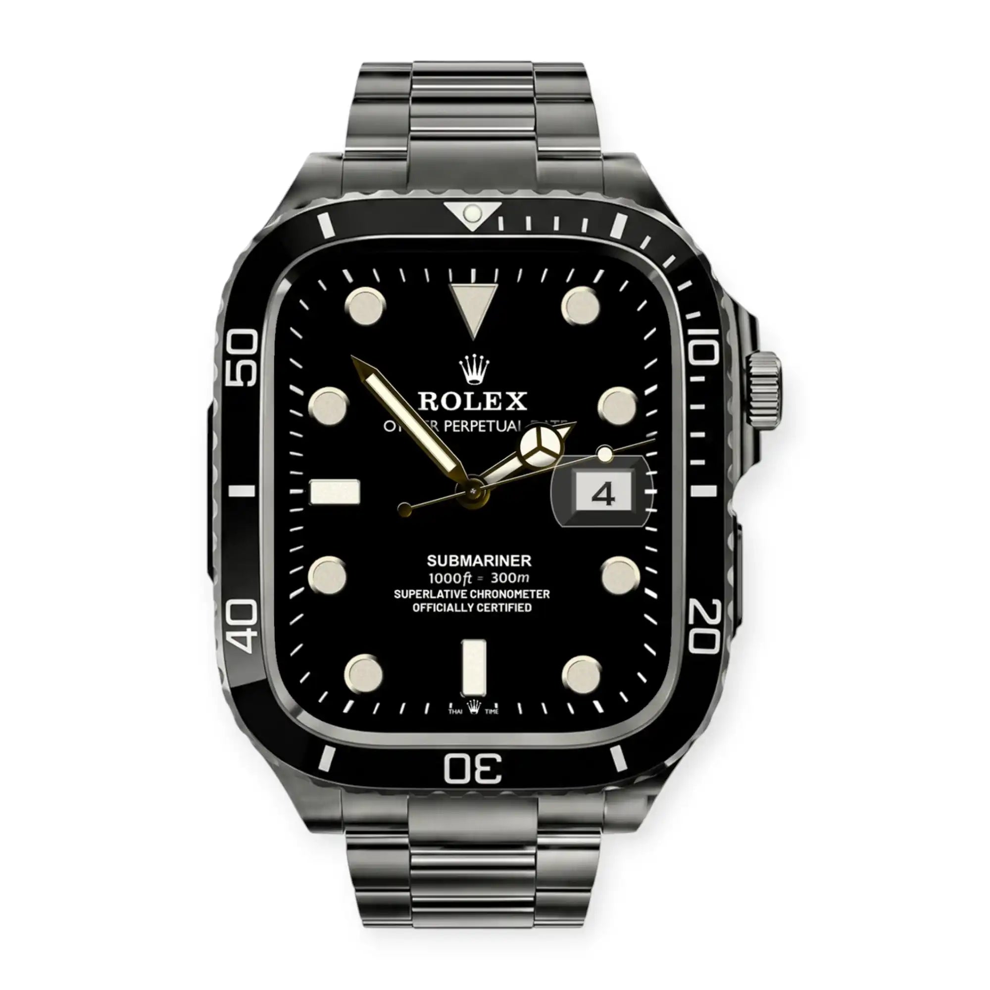 Apple Watch Mod Steel Case & Strap – Black Sub Style - 