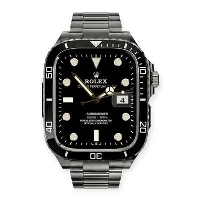 Apple Watch Mod Steel Case & Strap – Black Sub Style - 