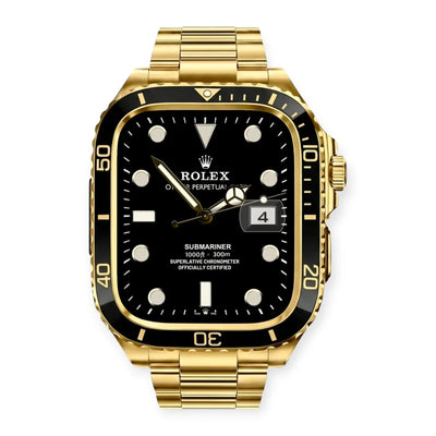 Apple Watch Mod Steel Case & Strap – Gold Sub Style - 