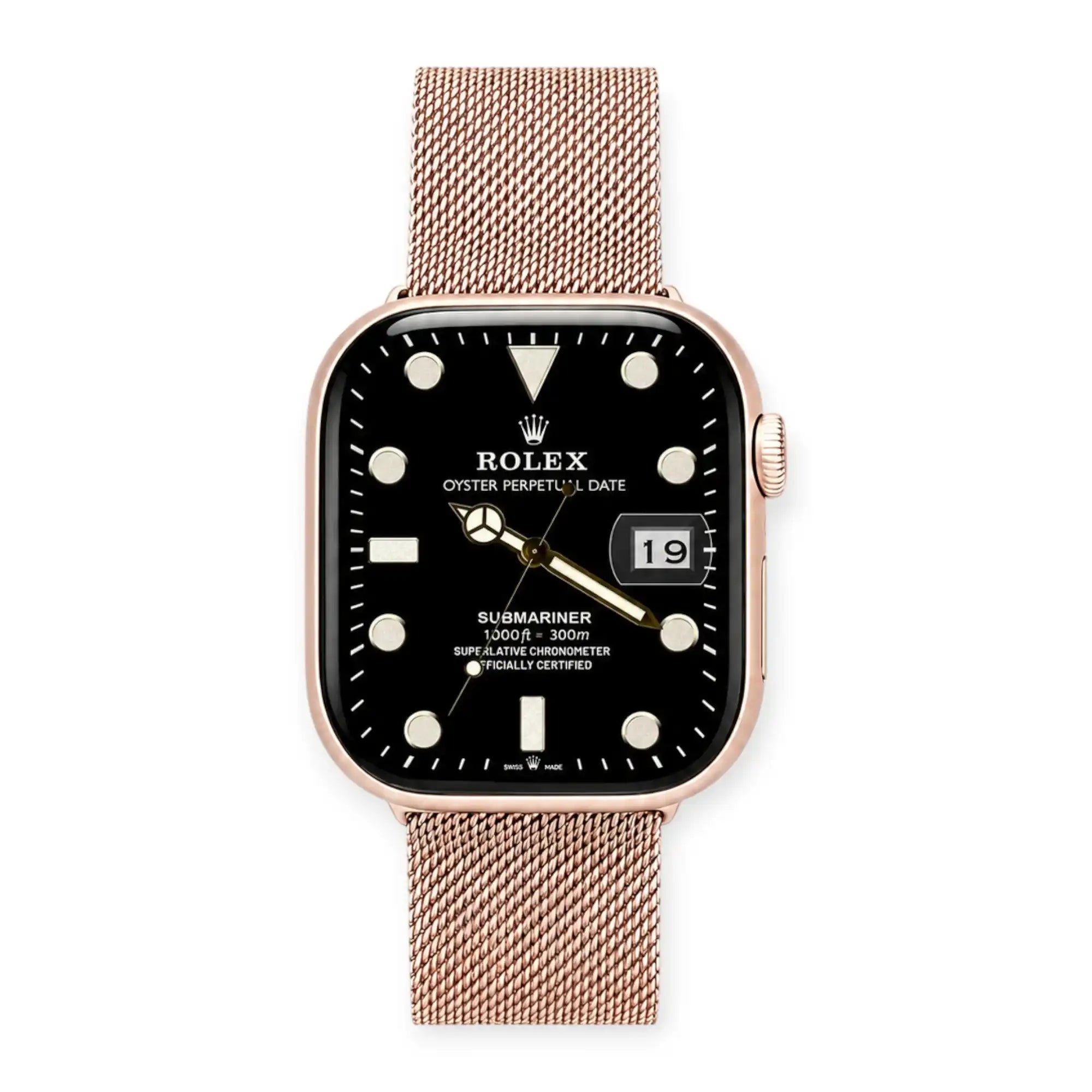 Apple Watch Mod Milanese Steel Strap – Pink Classic Style - 
