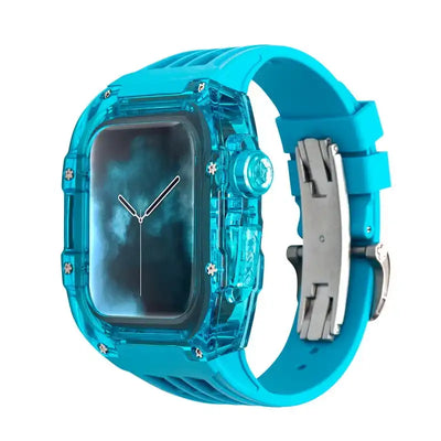Transparent Blue Apple Watch Case & Fluororubber Band Set | RM Style