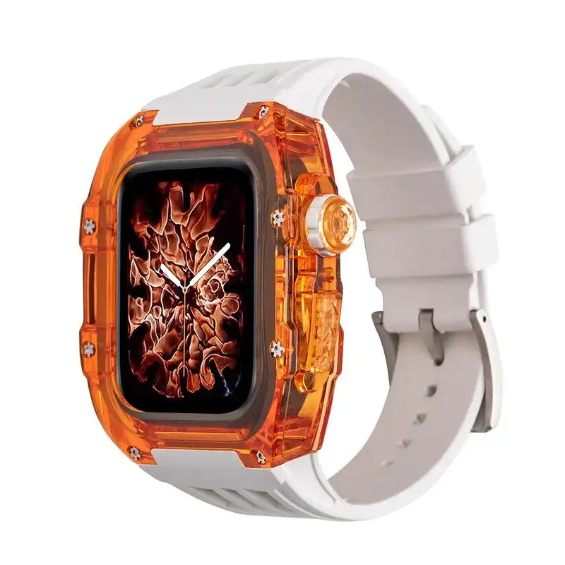 Transparent Orange Apple Watch Case & Fluororubber Band Set | RM Style