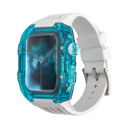 Transparent Blue Apple Watch Case & Fluororubber Band Set | RM Style