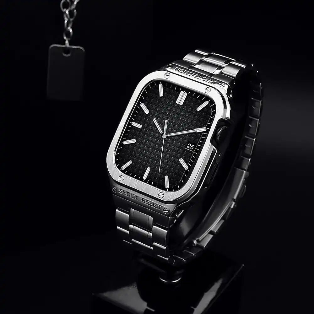 Silver Apple Watch Stainless Steel Case & Band Set | Sport Style