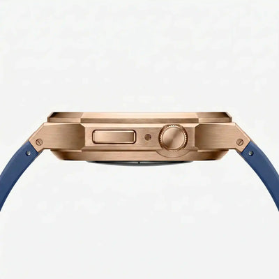 Rose Gold Steel Apple Watch Case & Rubber Band Set | Royal Oak Mod Kit - 