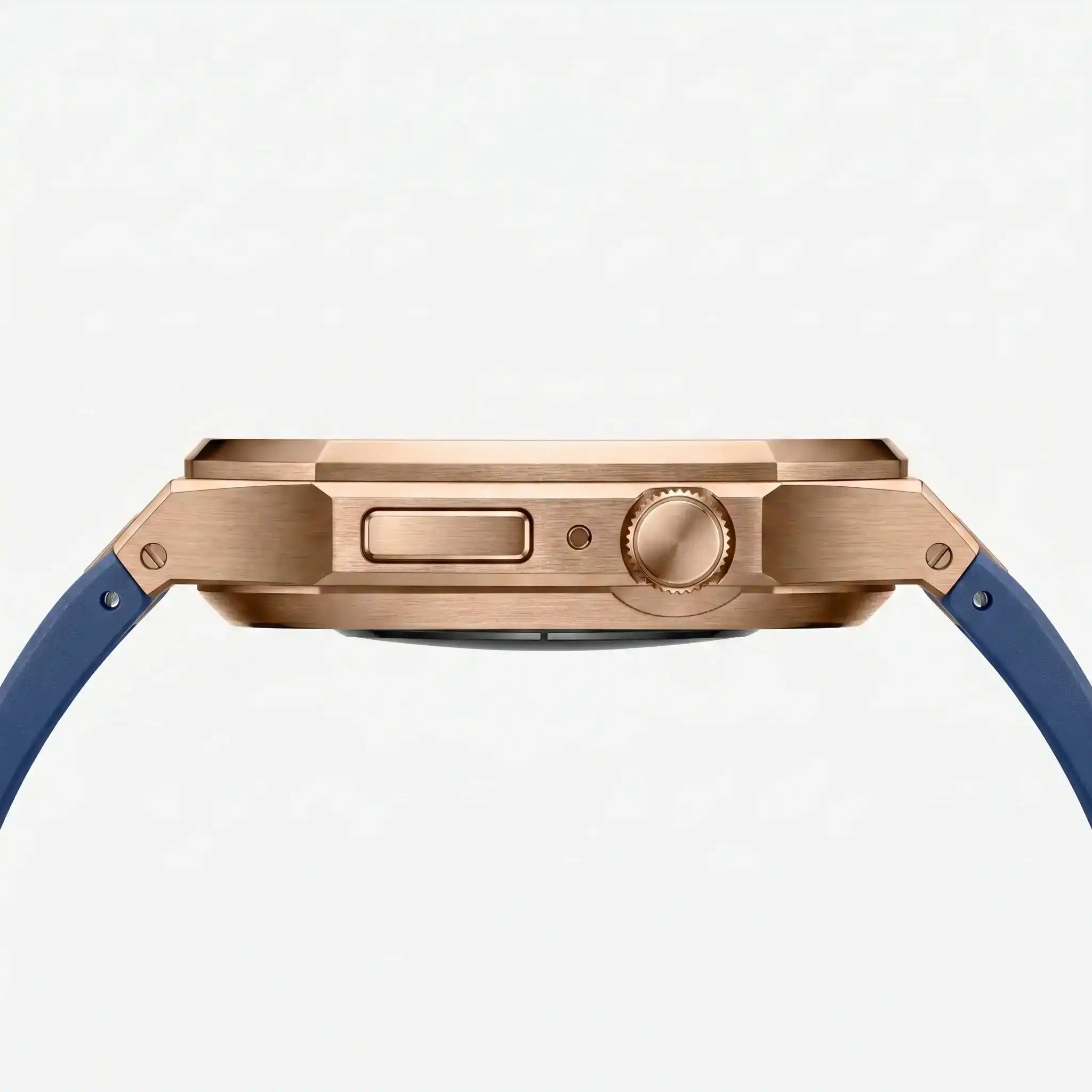 Apple Watch Mod Steel Case & Rubber Strap – Rose Gold Oak Style - 