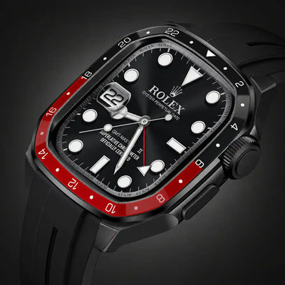 Apple Watch Mod Zinc Alloy Case & Rubber Strap – Coke GMT Style - 
