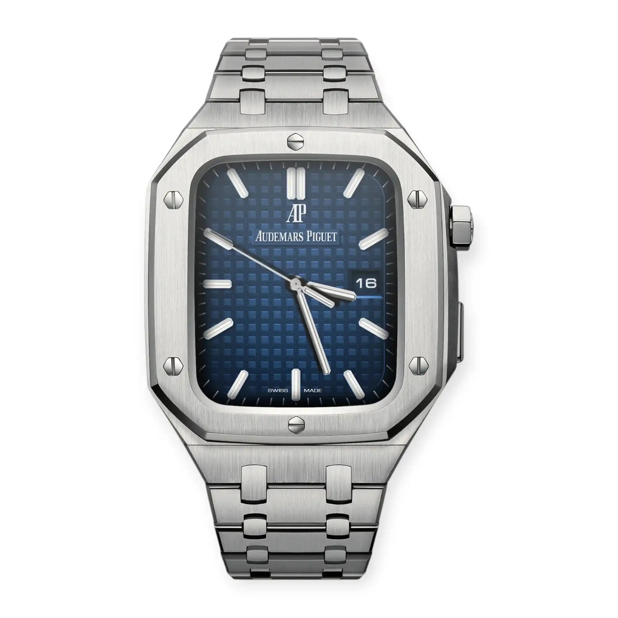 Apple Watch Mod Steel Case & Strap – Silver Oak Style - 