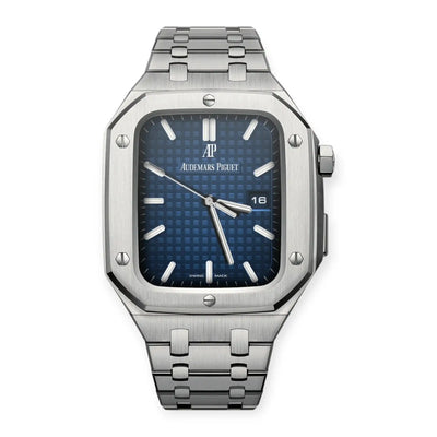 Apple Watch Mod Steel Case & Strap – Silver Oak Style - 