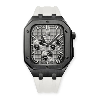 Apple Watch Mod Steel Case & Rubber Strap – Black Oak Style - 