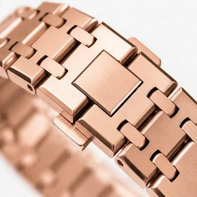 Apple Watch Mod Steel Case & Strap – Rose Gold Oak Style - 