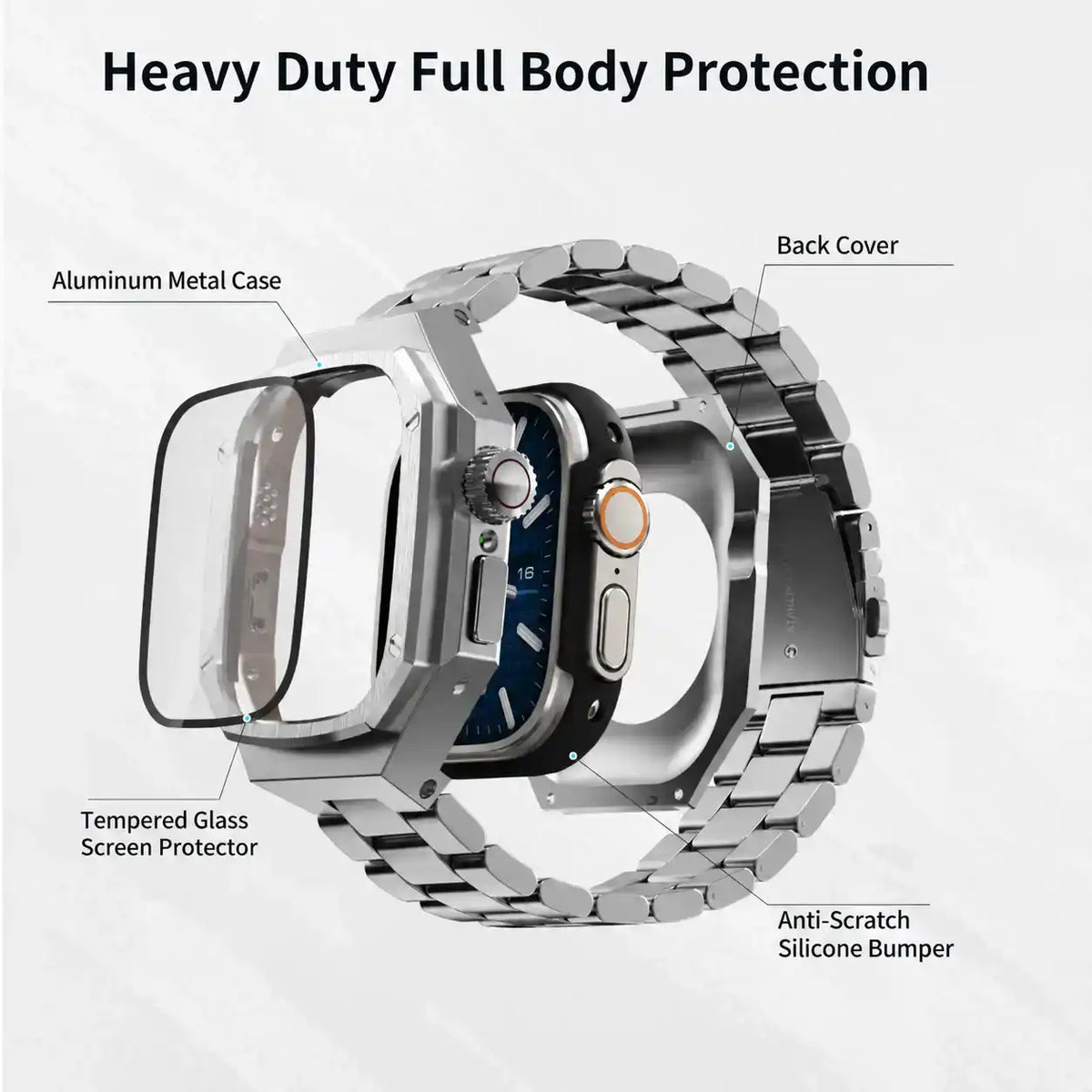 Apple Watch Ultra Aluminum Case & Steel Band Set | Royal Oak Mod Kit - 