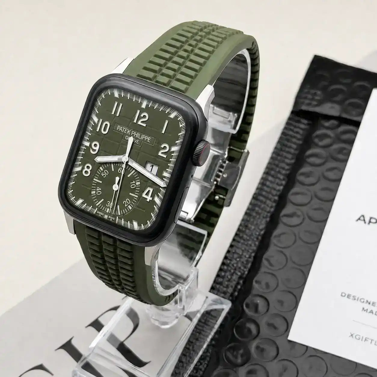 Apple Watch Mod Rubber Strap – Green Aquanaut Style - 