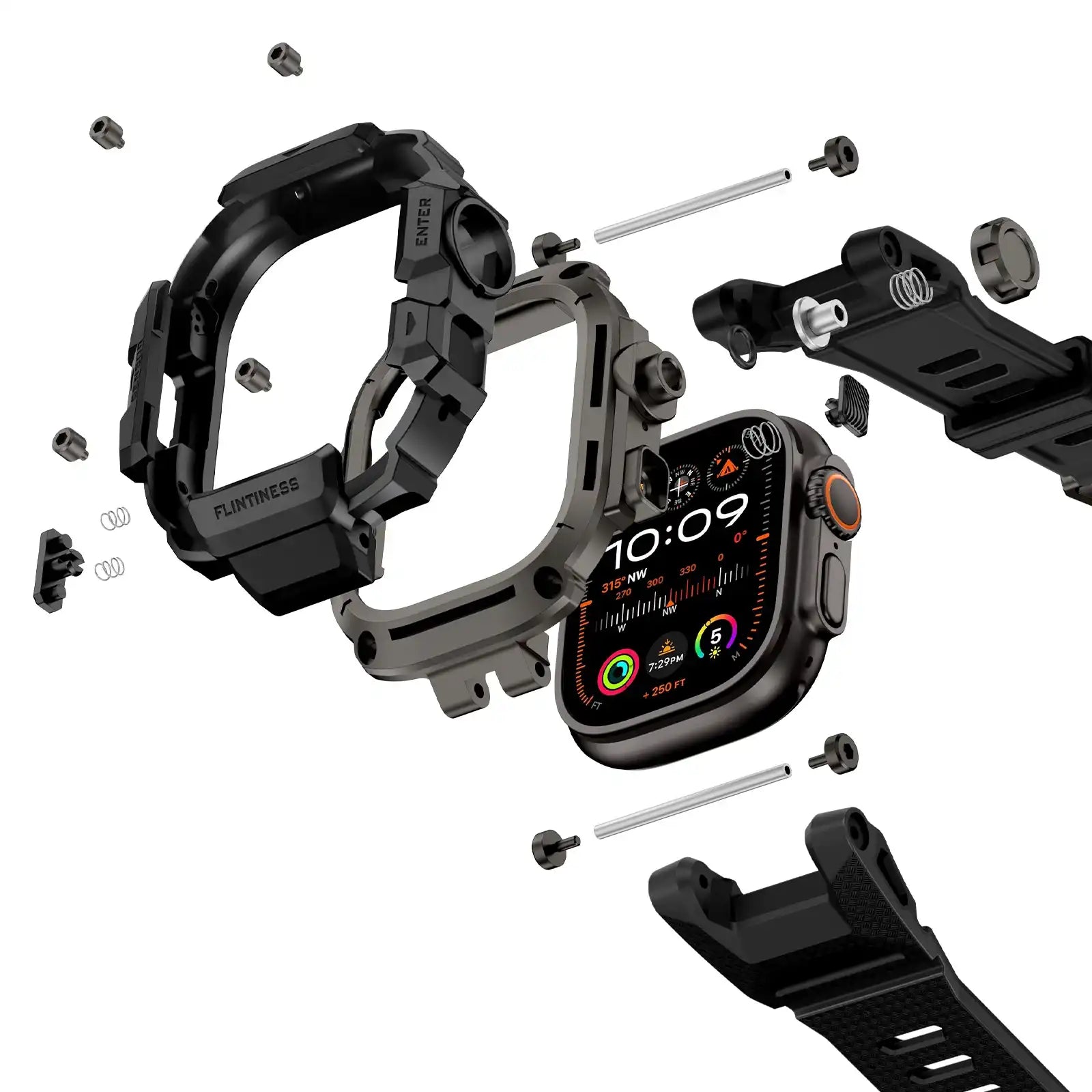 Apple Watch Mod Armor Case & Strap – Black Gym Style - 