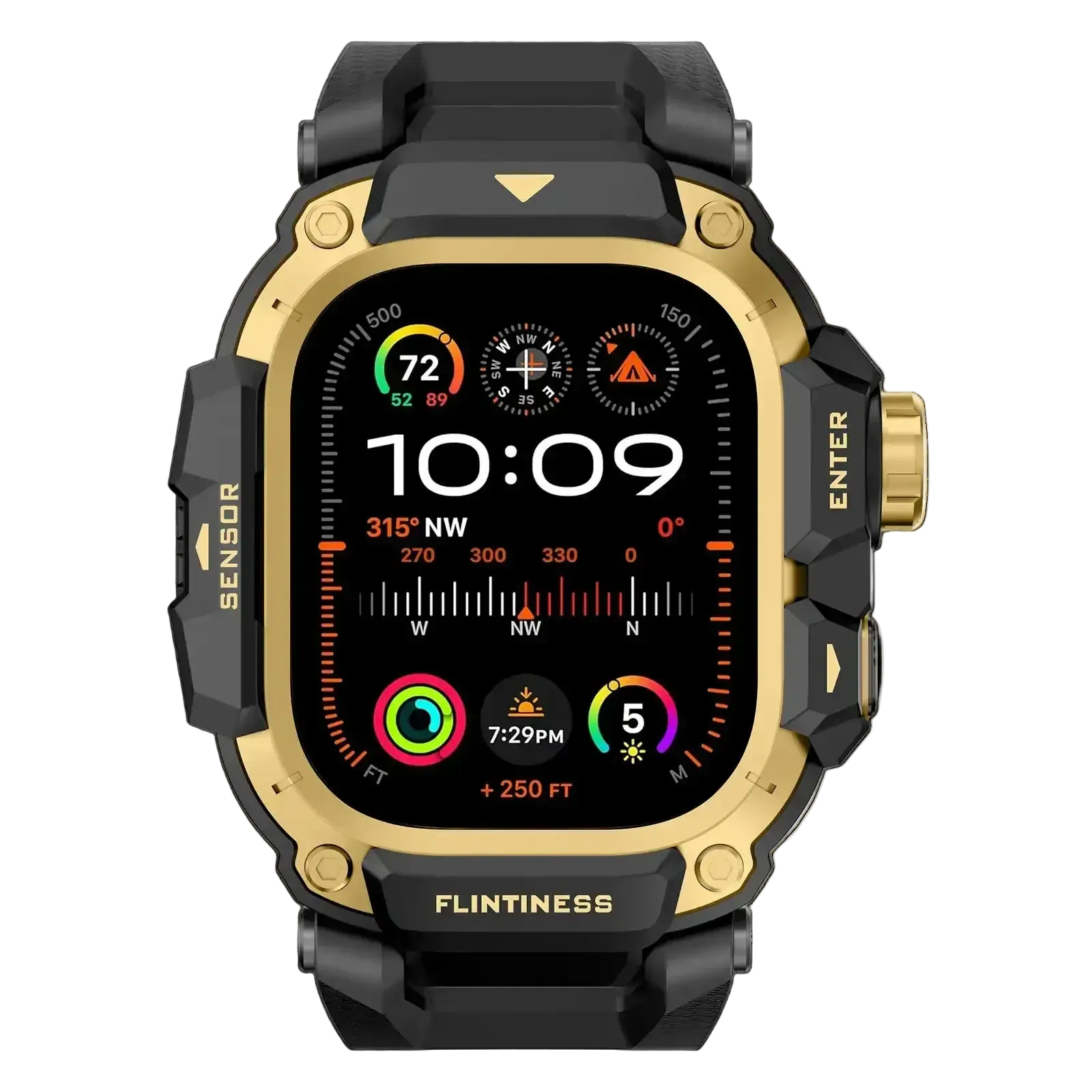 Apple Watch Mod Armor Case & Strap – Black & Gold Gym Style - 