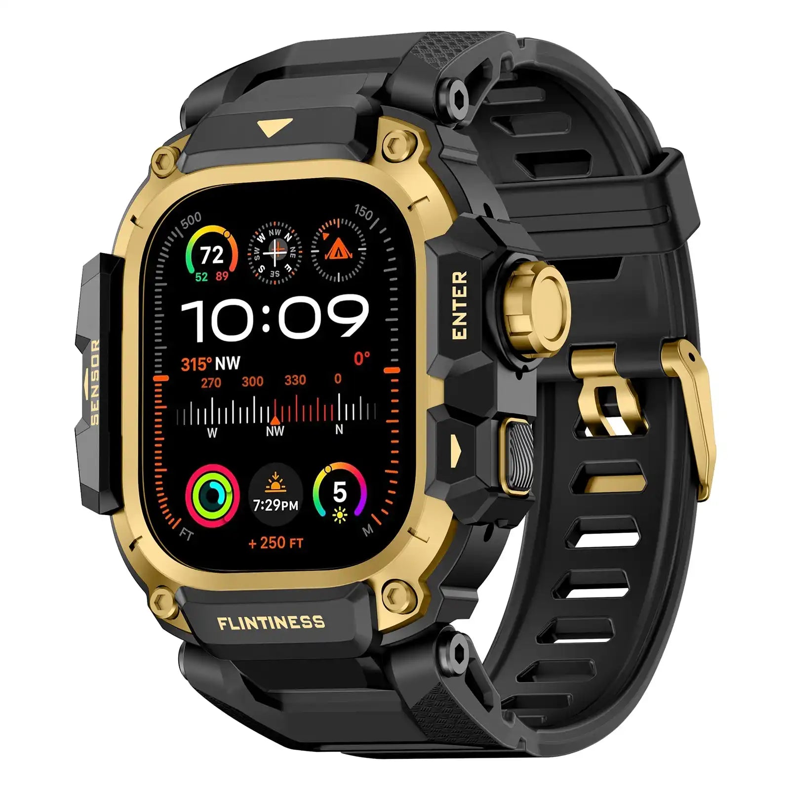Apple Watch Mod Armor Case & Strap – Black & Gold Gym Style - 