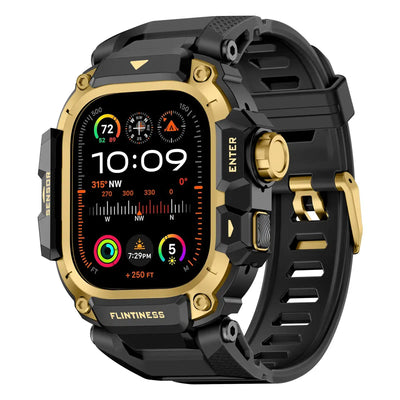 Apple Watch Mod Armor Case & Strap – Black & Gold Gym Style - 