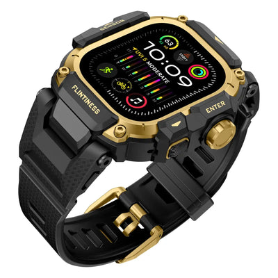 Apple Watch Mod Armor Case & Strap – Black & Gold Gym Style - 