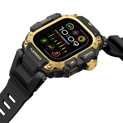 Apple Watch Mod Armor Case & Strap – Black & Gold Gym Style - 